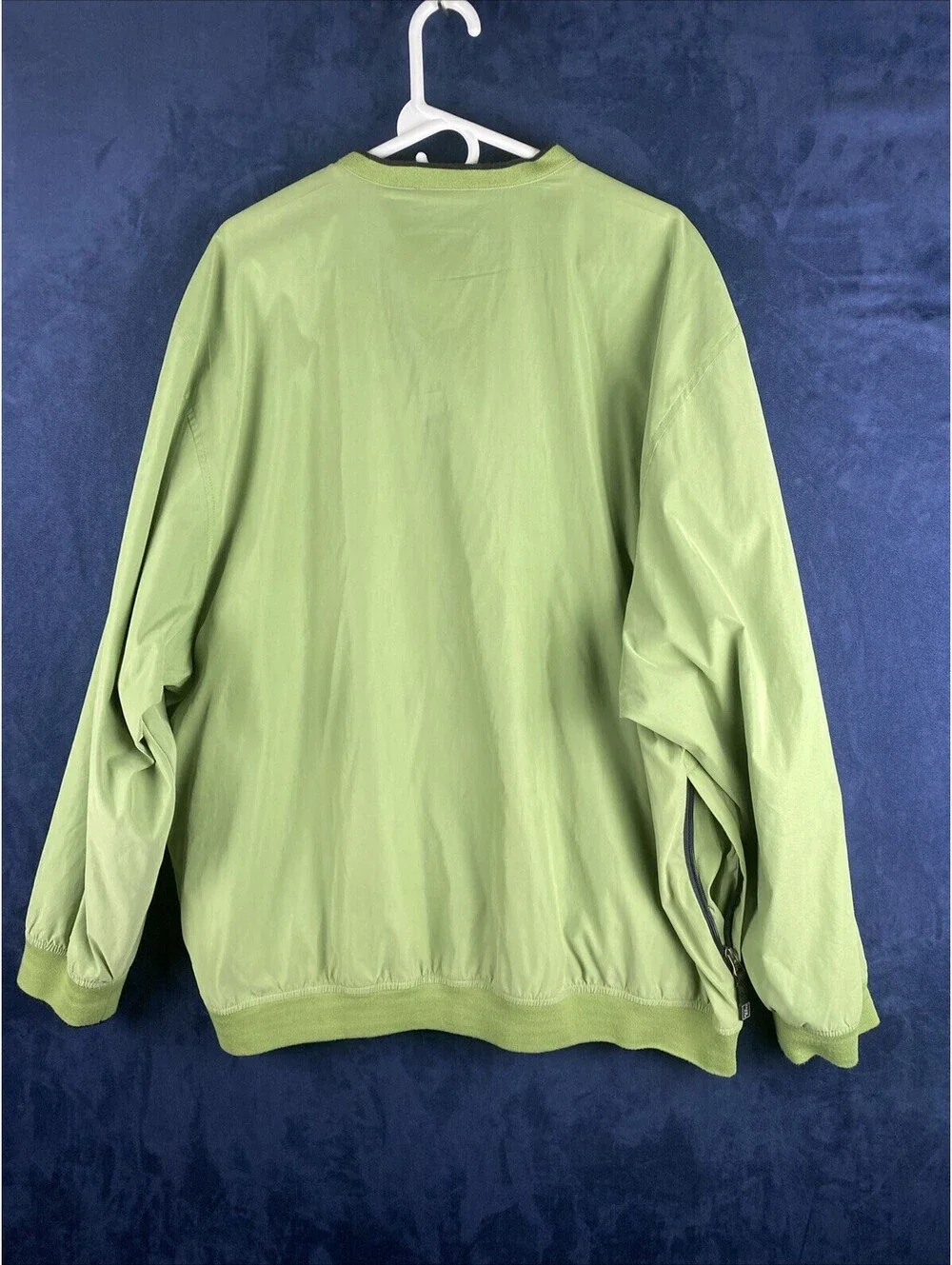 izod xfg jacket mens XL Green soft shell golfing pullover v neck 11% nylon